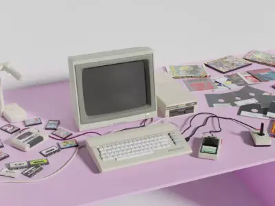 Commodore 64c all components scene 3D model