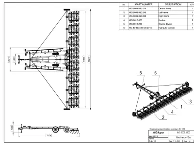 WG 0009 - Semi-mounted flex harrow 12m 3D model