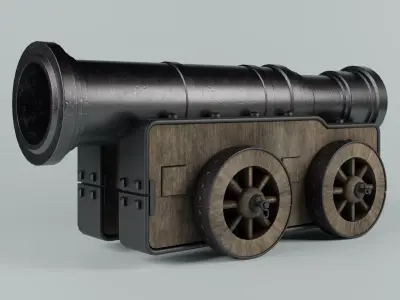 Cannon on wheels 3D model purchase