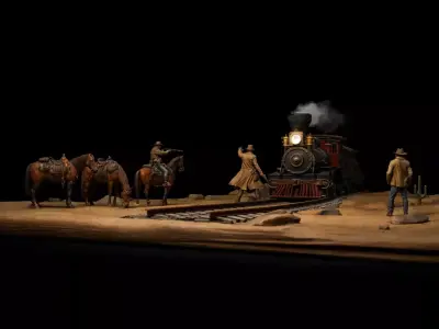 Wild West Train Robbery Diorama STL for 3D Printing 3D print model