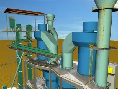 Cyclone Preheater Cement Plant Free 3D model