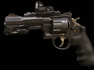 PBR Revolver Low-poly 3D model Low-poly 3D model