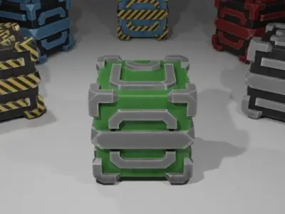 Low Poly Sci-fi Cube Crate Low-poly 3D model