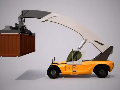 Liebherr Reachstacker and 40ft Container 3D model