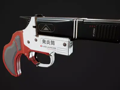 Flare Gun Low-poly 3D model 3