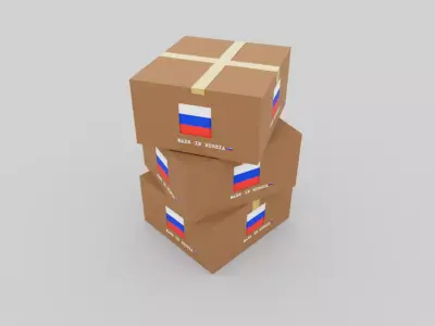 Russian carton box Low-poly 3D model