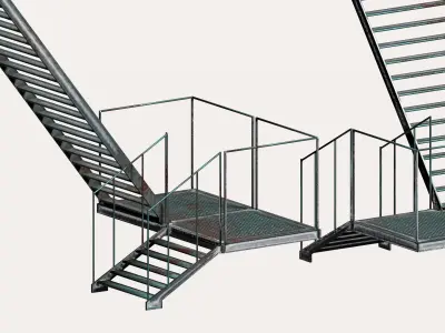 Modular multi-platform stairs 3D model