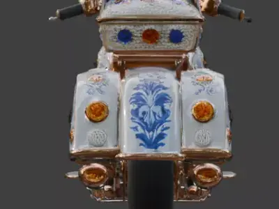 Luxury Jeweled Mexican Talavera Bagger Motorcycle Low-poly 3D model