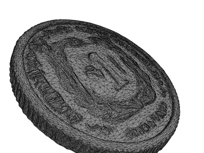 Silver Collectible Coin 3D Model Low-poly 3D model