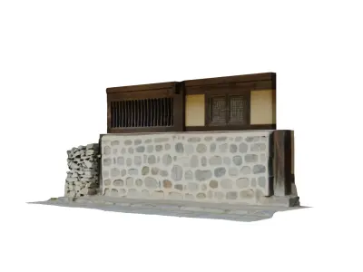 Korean traditional tile-roofed house 3D model