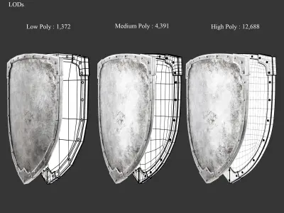 Medieval Collection Knightly Sword and Shield 3D Model Pack