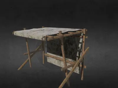 Medieval stall 3 Low-poly 3D model