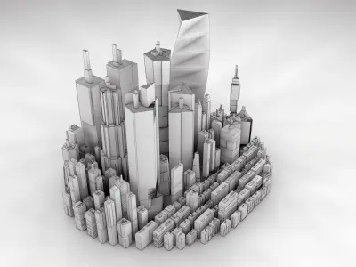 Sci Fi Cityscape Mega Pack Cyberpunk 57 Greeble Buildings Lot Free 3D model
