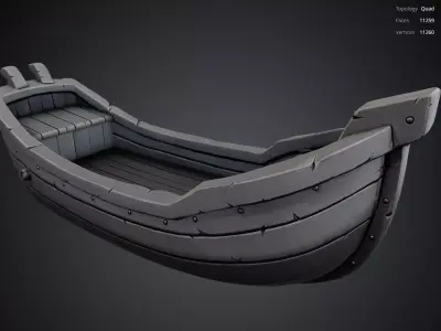 Silver Boat 3D model