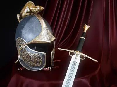 Dragon Helm and Dragon Sword 3D model