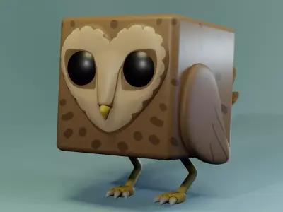 Cute Box Owl Free low-poly 3D model