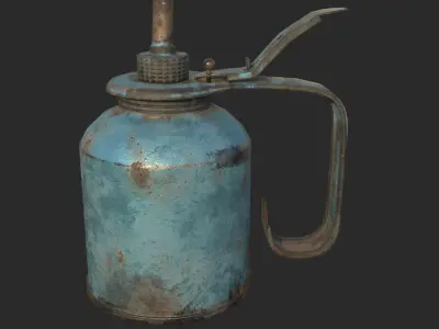 Vintage Oilcan Blue Rusty PBR Game Ready Low-poly 3D model