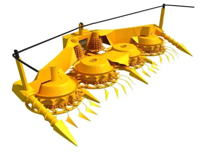 Yellow Combine Forage Threshing Header 3D model