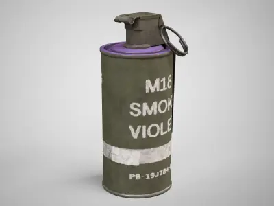 M18 Violet Smoke Hand Grenade AAA Game Ready Low-poly 3D model