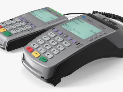 Verifone VX805 Card Reader with Coiled Cable 3D model