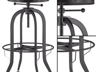 Industrial Vintage Bar Stool Black 3D model