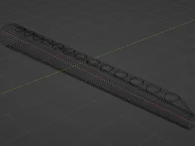 Low Poly Flute wooden rod 3D model