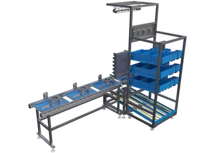 Automatic flip manual assembly line 3D model