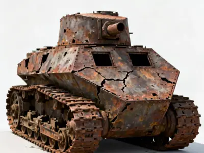WWI British Rhombus Tank Wreck 3D Model Low-poly 3D model