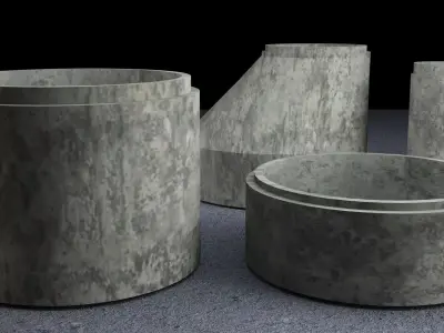 Concrete elements Low-poly 3D model
