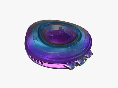 Alien Spaceship UFO C04 Purple Blue - Sci Fi Spacecraft Design Low-poly 3D model