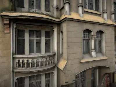 Facade of an Art Nouveau tenement house 01 3D model