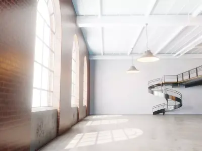 industrial loft and office building blender scene 3D model