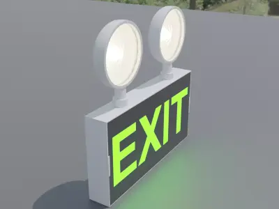 Realistic Emergency Exit Sign - Industrial Safety Light 3D model