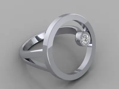Women ring with 1 diamond 3D print model
