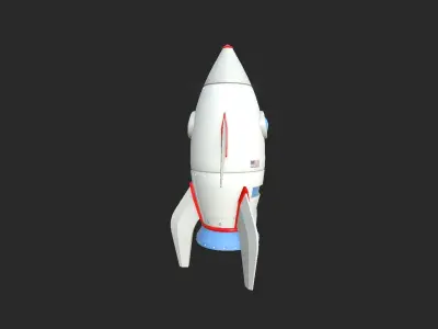 Cartoon Spaceship 07 USA - Spacecraft Vehicle SciFi Low-poly 3D model