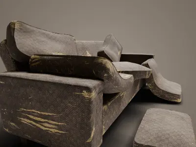 Old Couch Low-poly 3D model