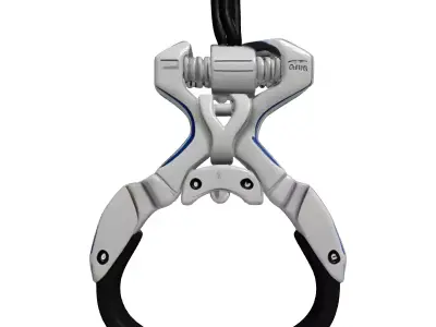 Futuristic Grappling Hook with Rope 3D model