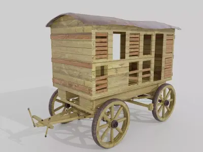 Old Western Goods Wagon 3D model