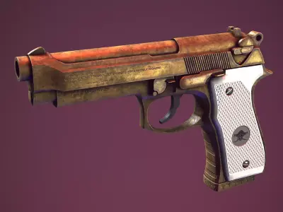 Beretta 92fs Gold  Low-poly 3D model