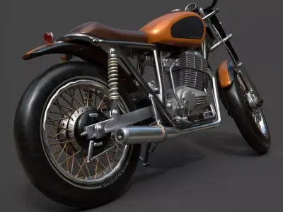 Custom Cafe Racer Motorcycle - Optimized Real-Time 3D Model 3D model