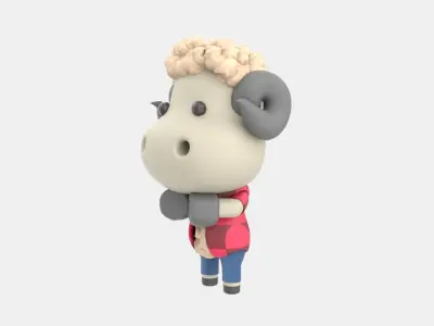 Cute Sheep 3D Illustration 3D model shop