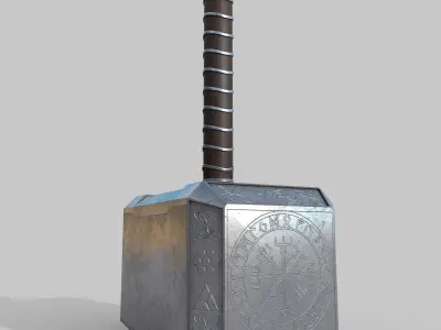 Thors hammer Low-poly 3D model