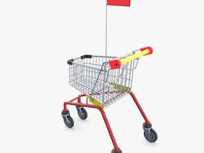 Kid shopping cart v1 Low-poly 3D model
