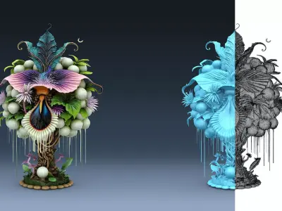 Exotic Colorful Plants - High-Poly Resolution Part 4 3D model