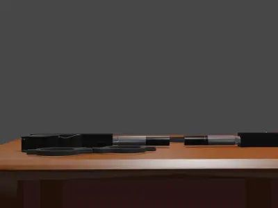 lowpoly guns and hand cuffs 3D model