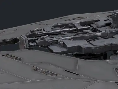 scifi-model499 futuristic spaceship with two wings 3D model
