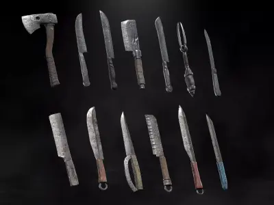 Weapon Bundle HOT Low-poly 3D model