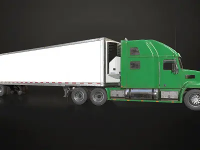 Semi Truck Refrigerated Trailer Low-poly 3D model