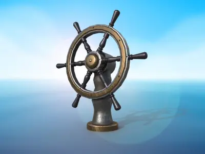 The helm of a sea ship or vessel nautical anchor and bell game  3D Model Pack