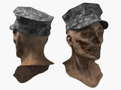 Military Patrol Cap Displayed on Zombie 3D model